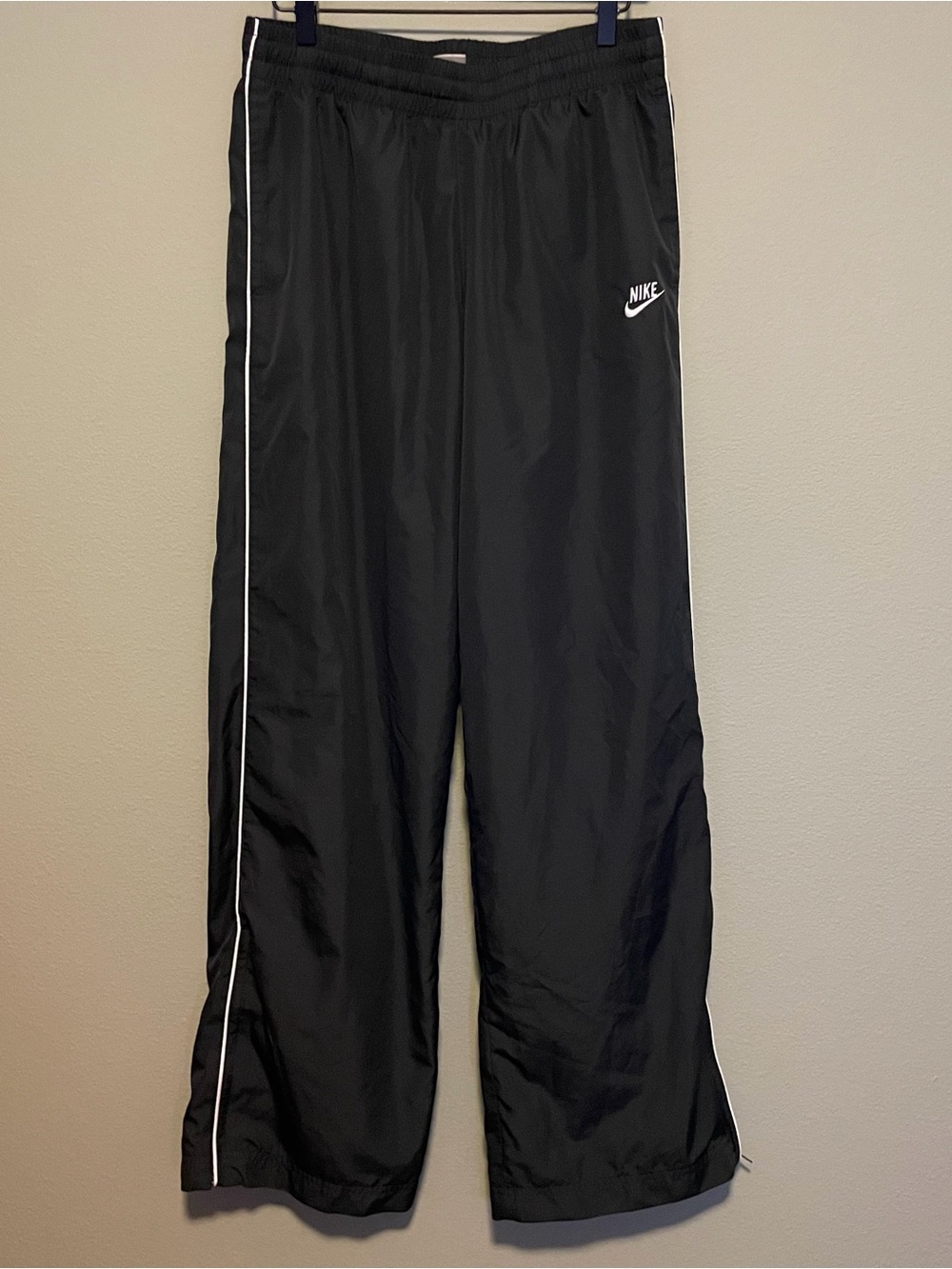 Nike Charcoal Track Pants with White Side Piping - Size Medium